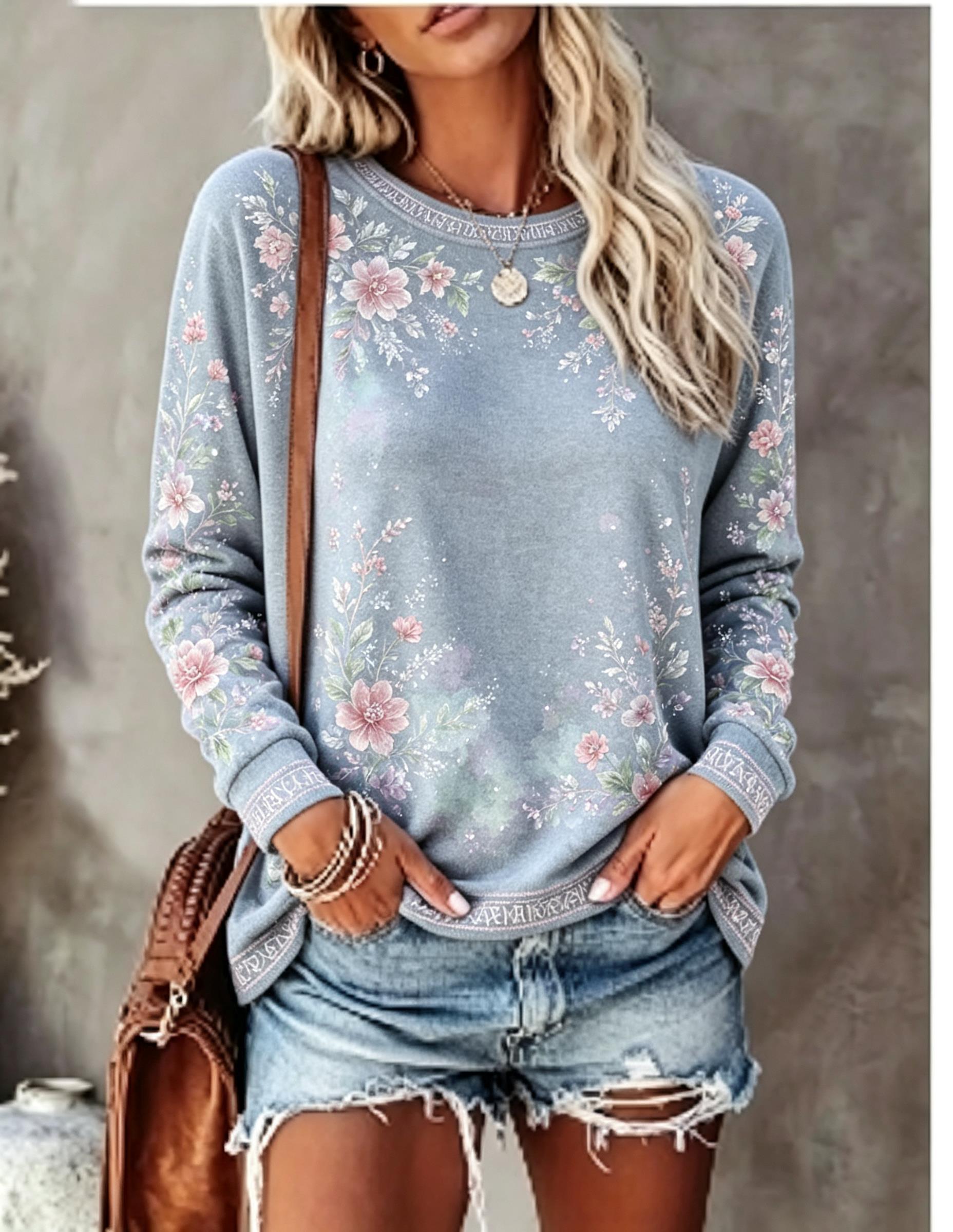 Women Crew Neck Long Sleeve T‑ - Winter Clothing For Women ulasan dan harga
